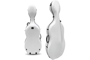 WUQIMUSC Carbon Fiber Cello Case for 4/4 Heavy Duty Hard Shell Cellophane Case with Wheels, Backpack Straps and Padded Handles, 8.5 lbs Durable Stylish Design for Travel (Silver)