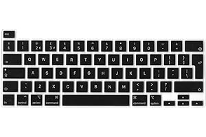 Se7enline Housse de clavier pour MacBook Pro 16" et MacBook Pro 13" 2022 en silicone souple pour MacBook Pro modèle A2141/A2289/A2338 M1 M2/A2251 avec Touch Bar Touch ID UK Layout, noir