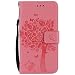 Produktbild Nancen Wallet Case Tasche Hülle für Samsung Galaxy A5(2017) / SM-A520F (5,2 Zoll) Flip Schutzhülle Zubehör Lederhülle mit Silikon Back Cover PU Leder Handytasche im Bookstyle Stand Funktion , Schmetterling Schnalle Magnet , Baum und Katze Muster Flip Funktion Kartenfächer Etui Schale ,Schütze Dein Telefon