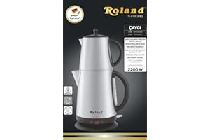 Roland Germany Wasser-Teekocher mit Teekanne 1,7L + 1L 2200 W, 2-in-1 :Teekocher, Wasserkocher, bis zu 1L Tee mit Teesieb