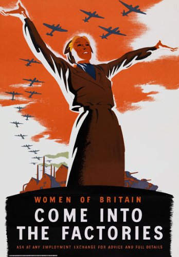 Affiche Prints 2W27 Vintage WWII Women of Britain Come In To The Factories War Poster WW2 Reproduction Print Card - A5 (148mm x 210mm)