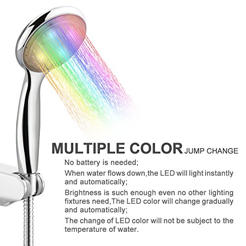 topist Badezimmer Dusche Köpfe, mehrfarbig RGB Automatische Jump-Wechselnden LED-Licht Dusche Kopf, 7 Farben Wasser Glow Licht Dusche Kopf - 2