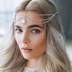 Chargances Halloween Head Chain Delicate Hair Accessories Decorative Forehead Headpiece Boho Headpiece Bohemia Hair Jewelry Chain Gift for Women and Girls (rose gold)
