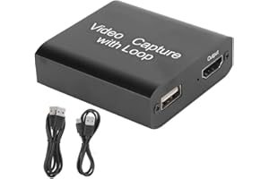 FICTORY 4K HD 1080P Tarjeta de Captura HDMI Audio Video, con Salida de Bucle, USB en Vivo de Alta definición Externo para Switch Game USB a HDMI con Tarjeta de Captura Loop out