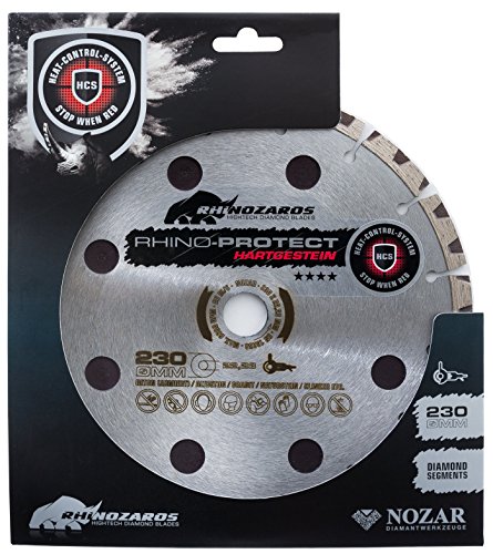 Nozar Diamanttrennscheibe RHINO-Protect, mit Überhitzungsschutz, hoher Schnittleistung & Hervorragende Standzeit (für: Beton, Granit, Klinker, Ziegel, Natursteine etc.) Durchmesser: Ø 230mm - 4