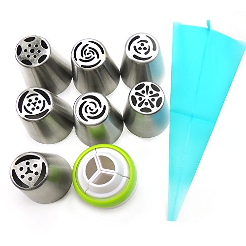 spécification 7pcs Douilles Russes Rose Tulip Embout de glaçage en acier inoxydable Buses Russe de Douilles de glaçage pour Décoration de gâteaux pâtisserie cupcake en formes différentes de fleur Roses nozzle