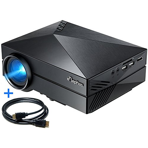 ELEPHAS Mini LED Heimkino Beamer Tragbarer LCD Video Projektor mit HDMI Kabel unterstützt HDMI VGA AV USB für PC Laptop TV Box und Xbox (Schwarz)
