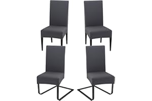 Hopelit Chair Covers, Set of 4, Chair Covers, Swing Chairs, Removable, Washable Spandex, Universal Stretch Chair Cover for Dining Room, Hotel, Kitchen, Wedding Decoration, Dark Grey