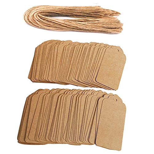 Awtlife Lot de 120 étiquettes en papier kraft avec 120 ficelles en jute 4,5 x 9,5 cm