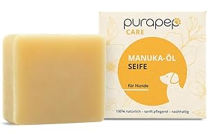 purapep Care Manuka-Öl Hundeseife | Natürliche Reinigung für wunderbares Kuschelfell mit Manuka-Öl, Kokos-Öl und Oliven-Öl. Hilft bei empfindlicher Haut und gegen Juckreiz