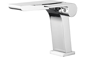 SJQKA Rubinetto Bagno Lavabo Cascata, Bagno Cascata Rubinetto Lavabo E Fredda E Calda Regolabile Miscelatore Da Lavandino (Cromatura)