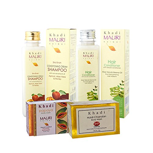 KHADI Bath Kit & Soaps- Herbal Shampoo & Conditioner + Assorted Ayurvedic Soaps - Enriched with Natural Oils for Hair & Skin RS.499 (23.00% Off) - Amazon