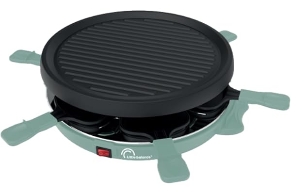 LITTLE BALANCE 8948 Cheese & Fun, Raclette Grill, 2 en 1, Jusqu'à 6 personnes, Sans PFAS, 800 W, Sapin