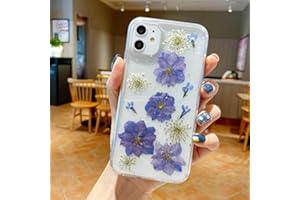 Emlivi Custodia protettiva per iPhone 11 (6,1'') in morbido silicone TPU, antiurto, realizzata a mano, con quattro fiori viola