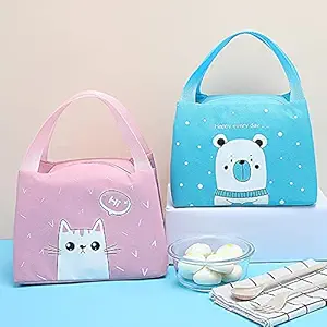 Meneflix 1pc Portable Oxford Insulated Aluminum Foil Lunch Bags Food Picnic Bags for Women Kids Functional Pattern Cooler Lunch Box Shape (Multi)