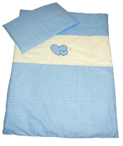Baby's Comfort Baby Bedding Set Duvet Cover and Pillowcase (2-Piece, Checkered Blue/White)