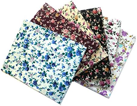 The Craft Cotton Caroline-Two Tone Floral and Plain Fat Quarter Fabric Bundle. 6 Pieces of 18 x 22, cotton