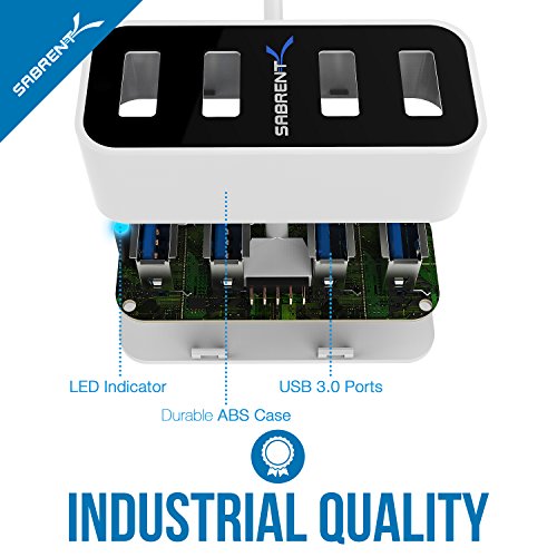 Sabrent USB HUB – 4 Port Mini tragbare USB 3.0 Hub [0.60 meter-Kabel] den weltweit kleinsten USB-3.0-Hub (HB-MNBW) - 6