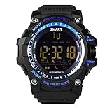 XHL Art Bluetooth Uhr EX16 Smart Watch Benachrichtigung Fernbedienung Pedometer Sportuhr IP67 Wasserdichte Herren Armbanduhr,Blue