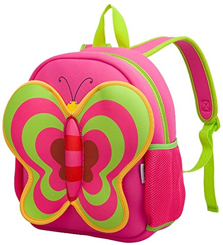 Nohoo Nursery Kids Girls Backpacks for school Toddler- Cute Butterfly Bag Red(13*10.3*4.8 inch) - Best Gift For 3-8 years old