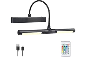 BIGMONAT Luz de imagen Batería Luz recargable inalámbrica para cuadros con control remoto,luz de pared regulable para pintar cuadros, exhibición con 12 cambios de color,4000K 180LM 28 LEDs-Negro