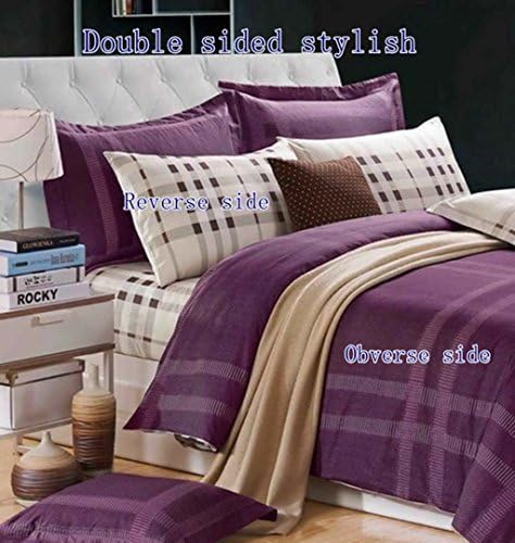 WestHOME 100% Cotton Bedding Set, Checked Printed on Double Sided Stylish &amp; Matching Sheet- Available in Double/King/Super King Sizes (Super king size)