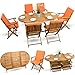 Produktbild 13-tlg Gartenmöbel Set Holzmöbel Gartenmöbel Essgarnitur Sitzgruppe Holz Akazie geölt # 6x Klappstuhl # 1x Klapptisch # 6x Sitz Auflagen # orange