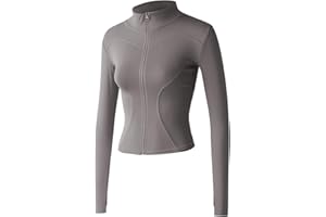 Sukany Women's Slim Fit Lightweight Athletic Full Zip Stretchy Workout Running Track Jacket with Thumb Holes