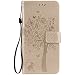 Produktbild iPhone 7 Plus / 8 Plus Hülle, WindTeco Blume Schmetterling Muster Folio PU Leder Flip Case Handyhülle Brieftasche Schutzhülle mit Stand Funktion und Kartenfächer für Apple iPhone 7 Plus / 8 Plus, Gold