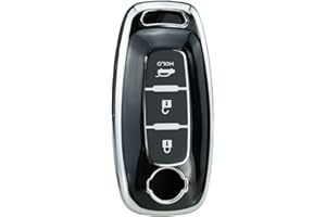 ontto Etui na kluczyki samochodowe pasuje do Nissan Ariya B6, B9, X-trail, T33, Qashqai, J12, Altima, Teana, Pathfinder, Sylph 2022/2023, TPU, etui ochronne, brelok do kluczy, srebrny/czarny