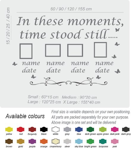 Amazing Sticker Wandtattoo, Motiv englischsprachiges Zitat „In These Moments Time Stood Still“, schwarz, XL - 5