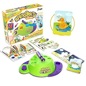 Quill On Spyrosity Spyrosity 3D Crinklers Explore Quilling Based Creative Toy and Activity Set with Patent Pending Motorized Tool for Boys and Girls Above 5 Years (Multicolour)