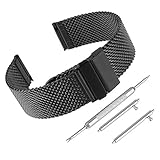 BEWISH 20mm Uhrenarmbänder Mesh 0,8mm Dünne Edelstahl Ersatzband Metall Uhrarmband Edelstahlschliesse Faltschließe Uhr Band Schnalle Wechselarmband Luxus Mode Uhr Armband Smart Watch Band Werkzeug