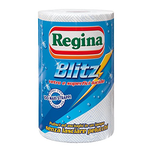Regina Blitz Carta per Vetro e Superfici Lucide, 3 Veli - 1 Rotolo