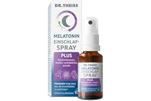 ‎DR.THEISS Dr. Theiss Melatonin Einschlaf-Spray Plus – 0,25 mg täglich | 20 ml | Hilfe bei Einschlafproblemen | Passionsblumen-, Hopfen- & Baldrianextrakt | Vegan