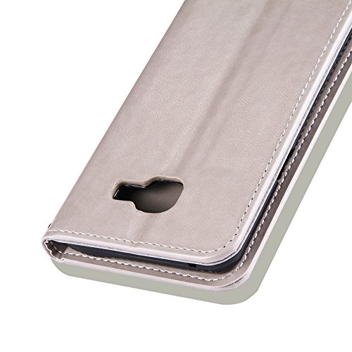 SKYXD Leder Hülle für Samsung Galaxy A5 2016 Rosen Blumen und Schmetterlings Muster,PU Folio Klappbar SchutzHülle [Brieftasche Kartenfach / Magnet / Standfunktion / Trageschlaufe] KlappHülle für mit [Koala Handyanhänger + Eingabestift] 3 in 1 Zubehör Set Handy Tasche Etui for für Samsung Galaxy A5 2016 A510F Bookstyle Flip Case Leather Cover With [Stylus and Dust Plug]- Grau - 7