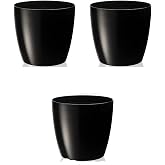 Ruby Indoor Flower Pot, 1.9lt, 3 Pieces, Glossy Black