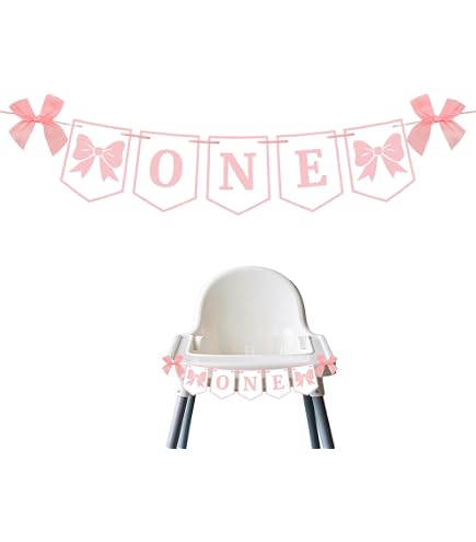Striscione Compleanno Seggiolone "One" Ghirlanda Per Festa 1 Anno, Decorazione In Tessuto 200x13x17cm, Riutilizzabile Per Compleanno Bambina E Bambino