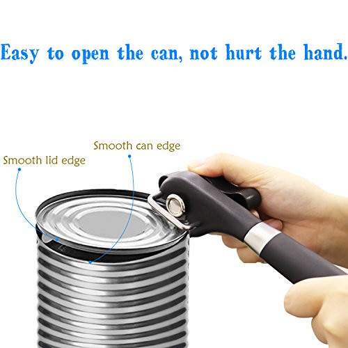 Dosenöffner, PEMOTech® Professionelle Ergonomische Gerundete Ecke (Manuelle Seitengeschnittene Dosenöffner), Sharp-Easy-Turn Design mit Weichem Griff, Hochwertiger Küchendose und Deckelheber, Welches das Essen Nicht Berührt - 5