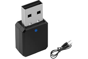 AMZTOUR Adaptateur Bluetooth USB 5.1 dans la Voiture AUX/USB Double Sortie Plug and Play Récepteur Bluetooth avec Câble Audio 3,5 mm pour Autoradio Enceinte Haut Parleur Amplificateur, Appel Mains Libres