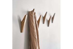 MINGCHENCN BEFAERY Lot de 4 patères accrocher en bois de hêtre naturel, support mural pour suspendre le chapeau serviette Robe décoration rustique moderne