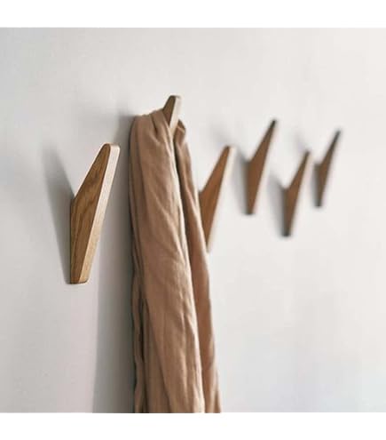 Ganci da parete in legno confezione da 4, ganci appendiabiti in legno di faggio montati a