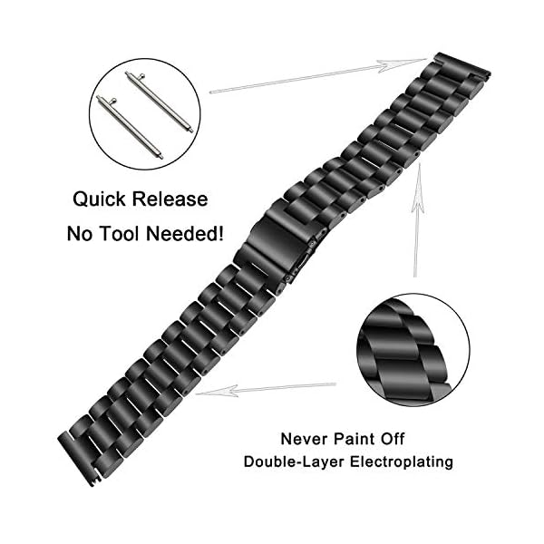TRUMiRR para Samsung Galaxy Watch 42mm Band, 20mm Correa de Reloj de Pulsera de Metal con Correa de Acero Inoxidable sólido para Galaxy Watch 42mm R810 R815 / Gear Sport/Gear S2 Classic R732 R735 - Imagen 4