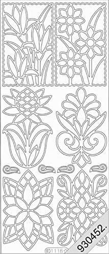 Starform Outline Flowers Design Peel Off Sticker 1118 Silver