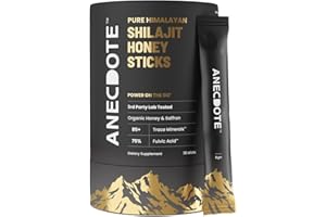 Anecdote Pure Himalayan Shilajit Honey Sticks with Organic Honey & Saffron | Boosts Stamina | Supports Immunity | 75% Fulvic Acid, 85+ Trace Minerals | No Added Sugar | 30 Sticks