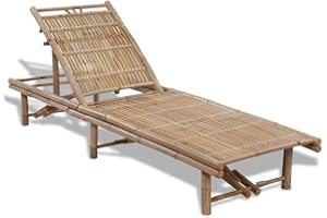 vidaXL Chaise Longue Bambou Transat de Jardin Patio Piscine Balcon Extérieur