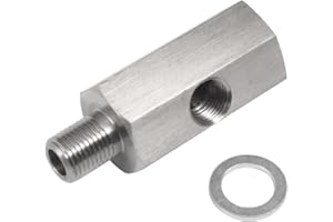 JNNJ Oil Pressure Sensor Adapter, NPT 1/8" Female to M12X1.5 Male, Tee to NPT Adapter, Stainless Steel Turbocharger Fitting, Automotive Oil Pressure Measurement