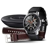 Samsung Galaxy Watch 46mm Bundle, silber + Charger und Lederarmband [Exklusiv bei Amazon] - 