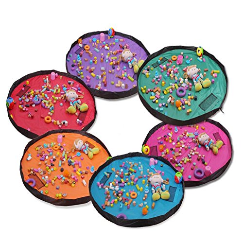 Spielzeug Aufbewahrungstasche, 150 cm tragbar groß, Aufbewahrungstasche, Kinder Puppen Play Mat, Mehrzweck-Kid ’s Aktivität, Reise Picknick Matte Tasche, Organizer Storage Teppich grün - 5