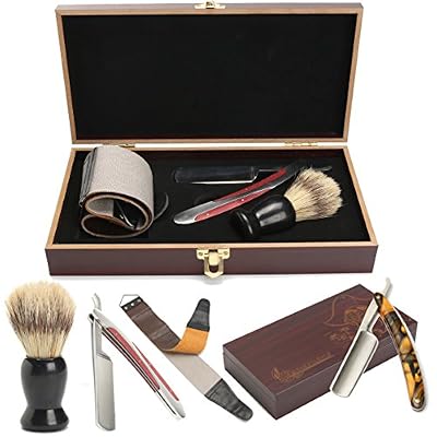 LuckyFine Rasoir pour hommes, LuckyFine, Kit de Rasage, Professionnel de Barbier Rasoir, Blaireau de Rasage, Rasoir de Sécurité Traditionnel